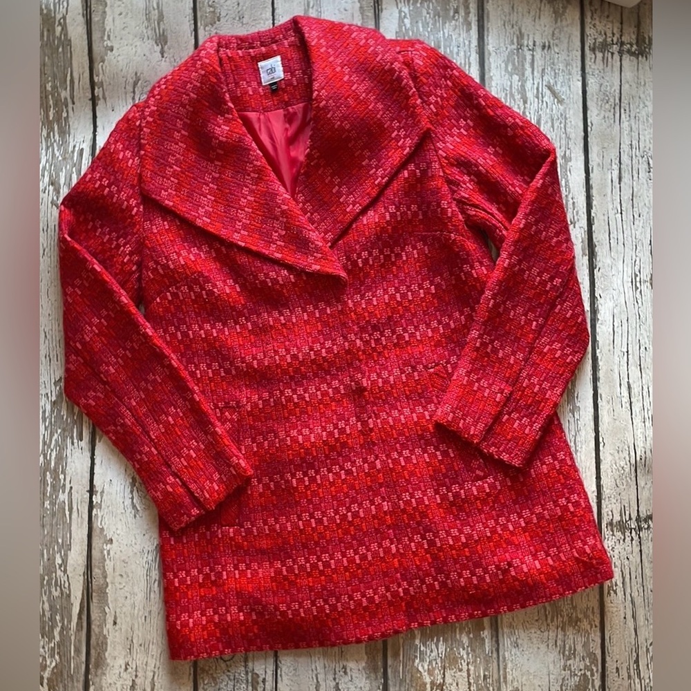 CAbi Scarlet Sloan Tweed Wool Blend Coat - Sz M